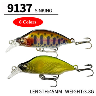 6PCS Sinking Minnow 45mm 3.8g Stream Fishing Lure Wobblers Trout Perch Bass | eBay 6PCS Sinking Minnow 45mm 3.8g Stream Fishing Lure Wobblers Trout Perch Bass | eBay