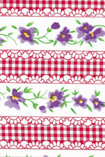 Oilcloth Fabric Tupelo Red Pattern Sold in Yard or Bolt