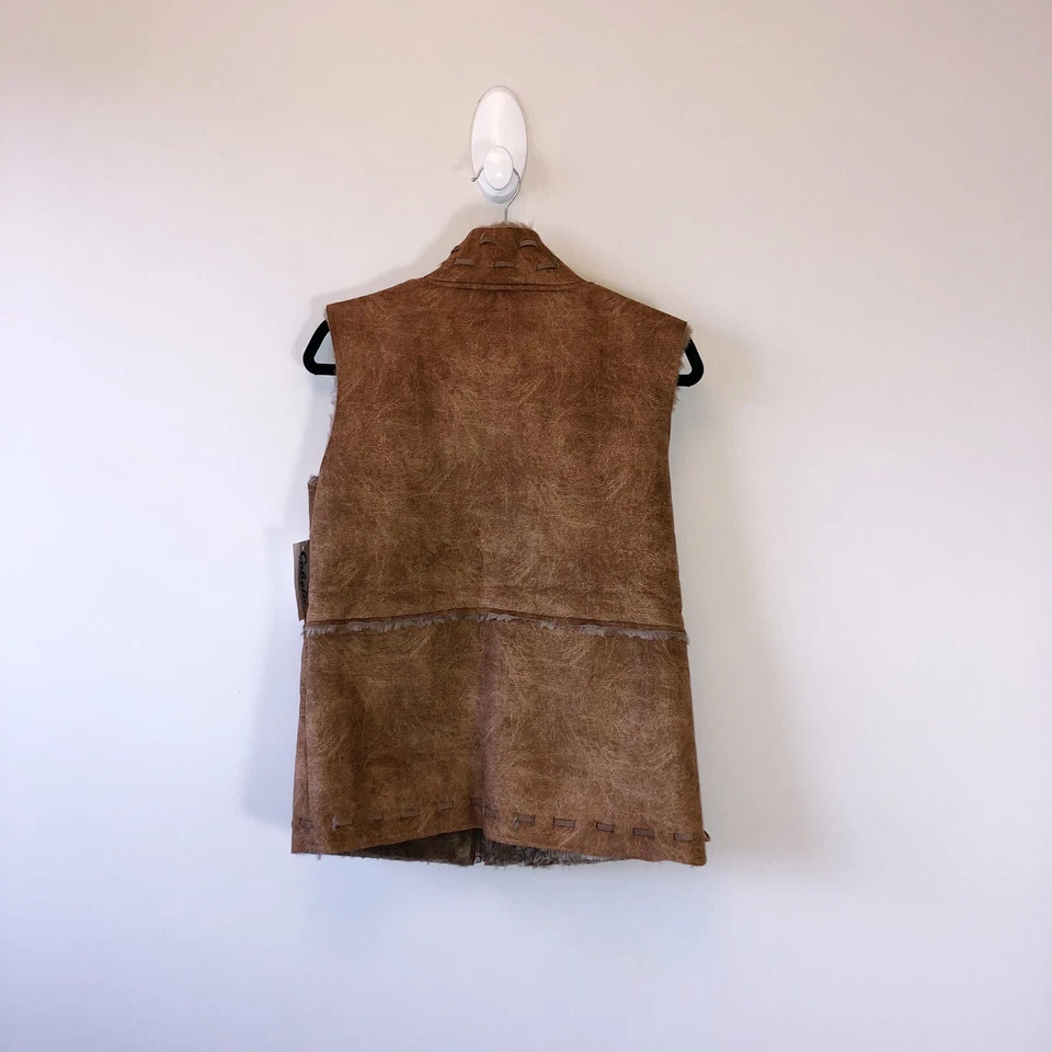 Cabela's Faux Suede Vest Fur Lined Brandy Western Women's Size Small NWT's - Image 2 of 4