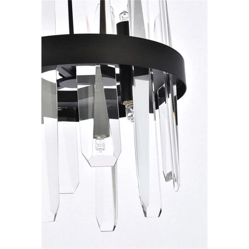 Elegant Lighting Serena 10" Round Modern Iron and Crystal Pendant in Black - Picture 5 of 8