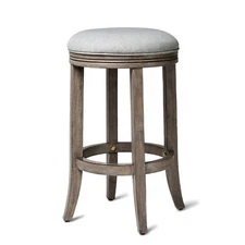 Maven Lane Eva Round Backless Kitchen Swivel Stool, Reclaimed Oak,Counter Height