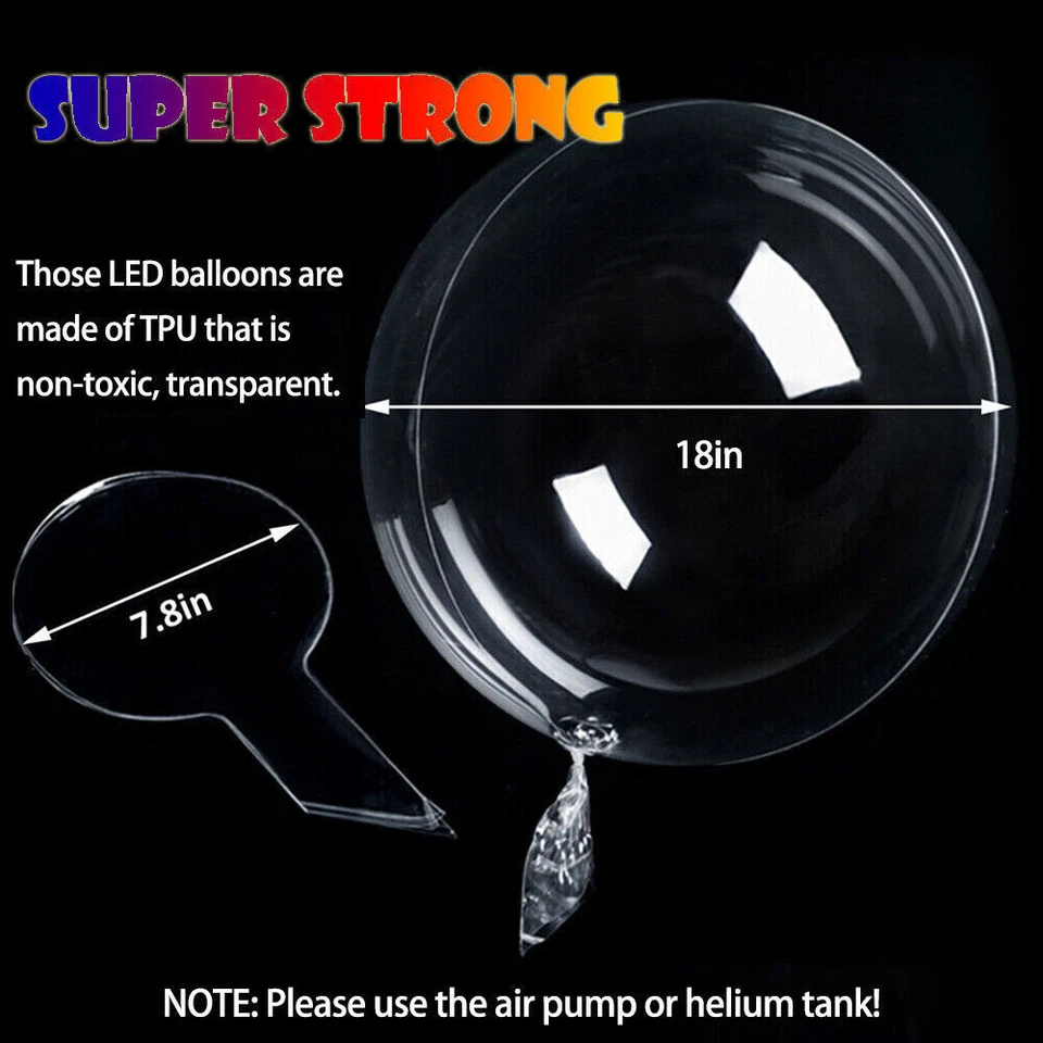 Balões BoBo com iluminação LED 10/20/30 peças decoração bolha transparente festa aniversário - Imagem 2 de 4
