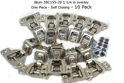10 Pcs Blum Compact 38C 1 1/4 in Overlay Screw-On Hinges 107 degree opening