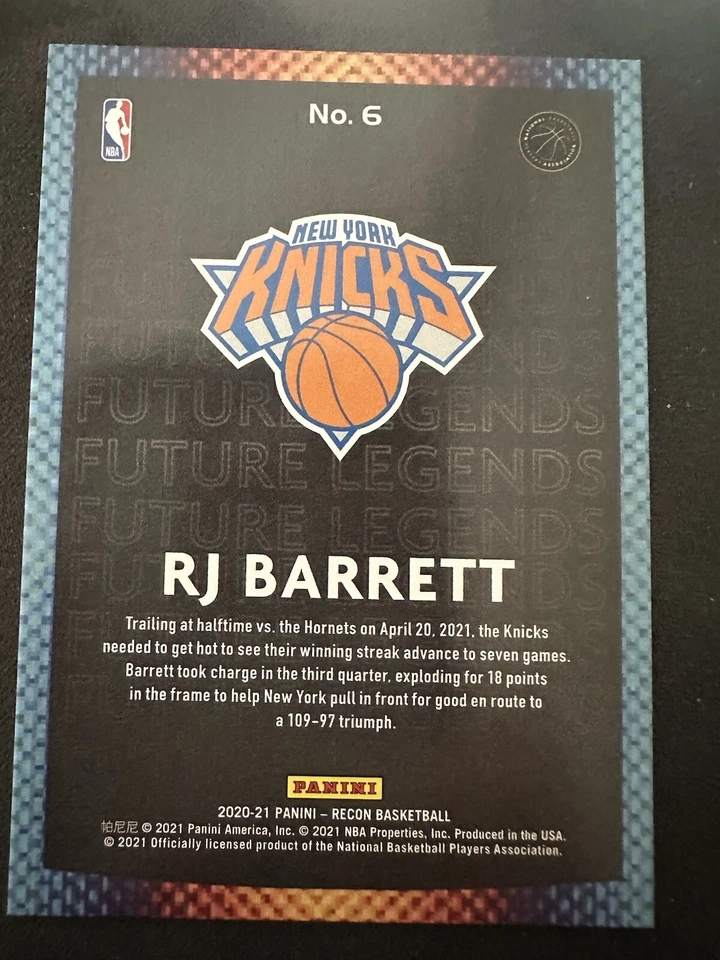 2020-21 Panini Recon Future Legends #6 RJ Barrett - Image 2 of 4