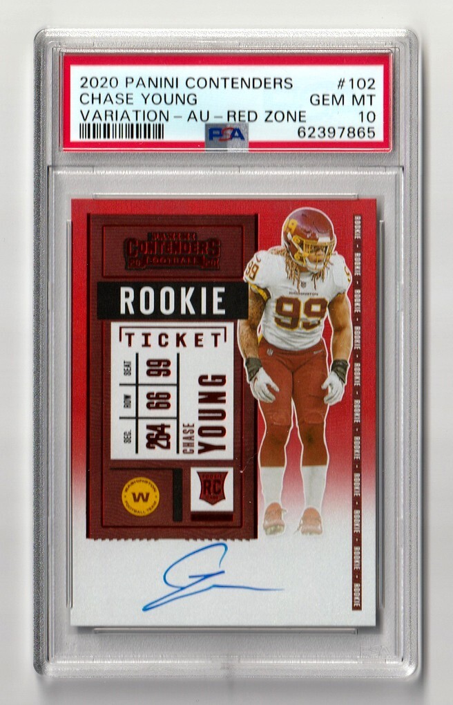 2020 Panini Contenders #102 Chase Young RC Auto PSA 10 - FOTL Red Zone Variation