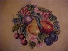 VINTAGE BUCILLA NEEDLEPOINT, MULTICOLORED FRUITS, 21855/3