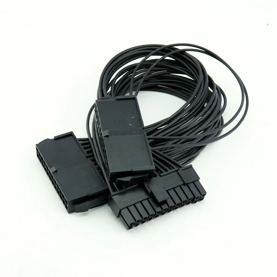 1pcs 24 Pin Male to Dual Female PSU Power Supply Cable ATX Motherboard Connector - Image 2 of 4