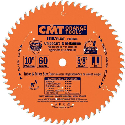 P10060L 5/8'' Bore ITK plus Chipboard & Melamine, 10'' X 60 Teeth
