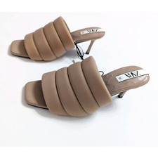 ZARA Quilted High Heel Open Toe Mules Sandals Women's Size 6