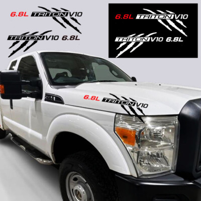 6.8L Triton V10 Car Hood Decals stickers for Ford F250 F350 SD Excursion 2pcs