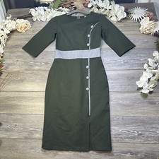 Dress Size Medium Green Womens Pencil Stretchy By MNOGCC, 1/2 Sleeve Midi