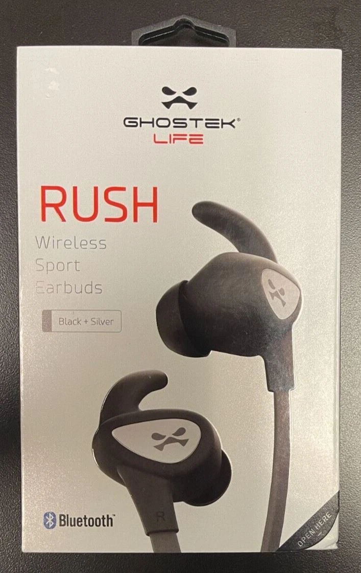Ghostek Life Rush Wireless Bluetooth Sport Earbuds Black Silver