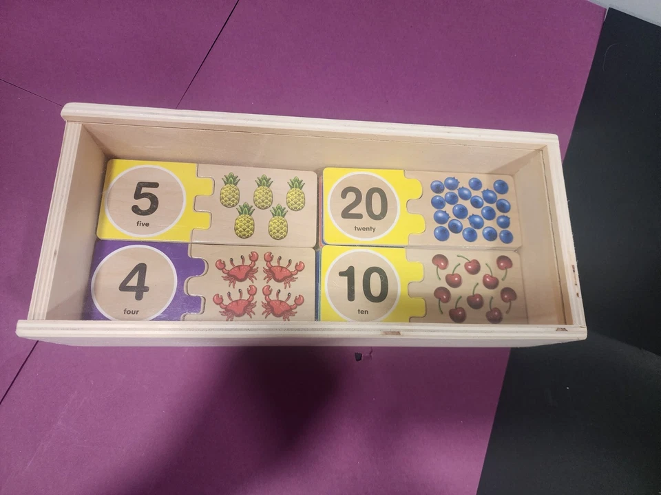 Rompecabezas de números de madera autocorrectores Melissa & Doug 1-20 caja de almacenamiento contando Foto 4 de 4