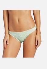 Xhilaration Juniors Sz L 8-10 Ribbed Cheeky Bikini Bottom Lime Green Floral NEW
