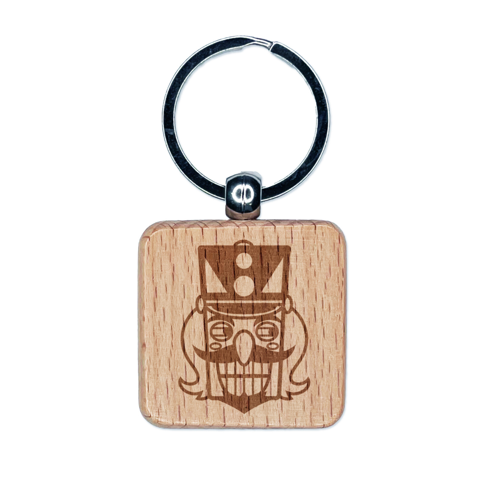 Mischievous Christmas Nutcracker Face Wood Keychain