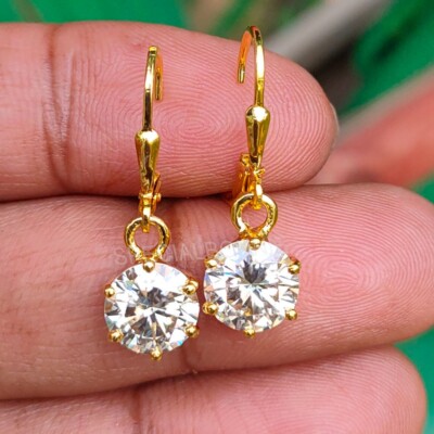 4.00 Ct Certified White Diamond Solitaire Dangler Earrings-Yellow Finish, VIDEO