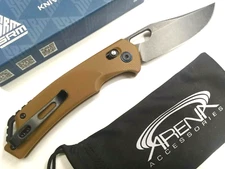 D2 Tool Steel Axis Lock Pocket Knife Sanrenmu 9201GW Stonewash Blade Brown G10