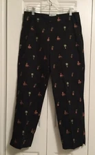 Betu Sports Women’s Pants Size 10 Embroidered Elephants Palm Trees