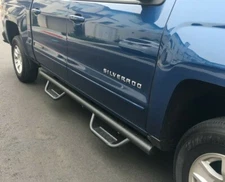 07-18 Fit  Chevy Silverado GMC Sierra Crew Cab BLK Running Boards Side Step Rail