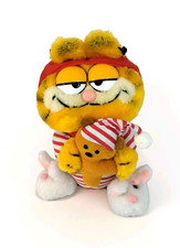 VTG 1981 Bedtime Sleepy Garfield Plush With Pooky Bear Dakin 9" Stuffed Toy VGC