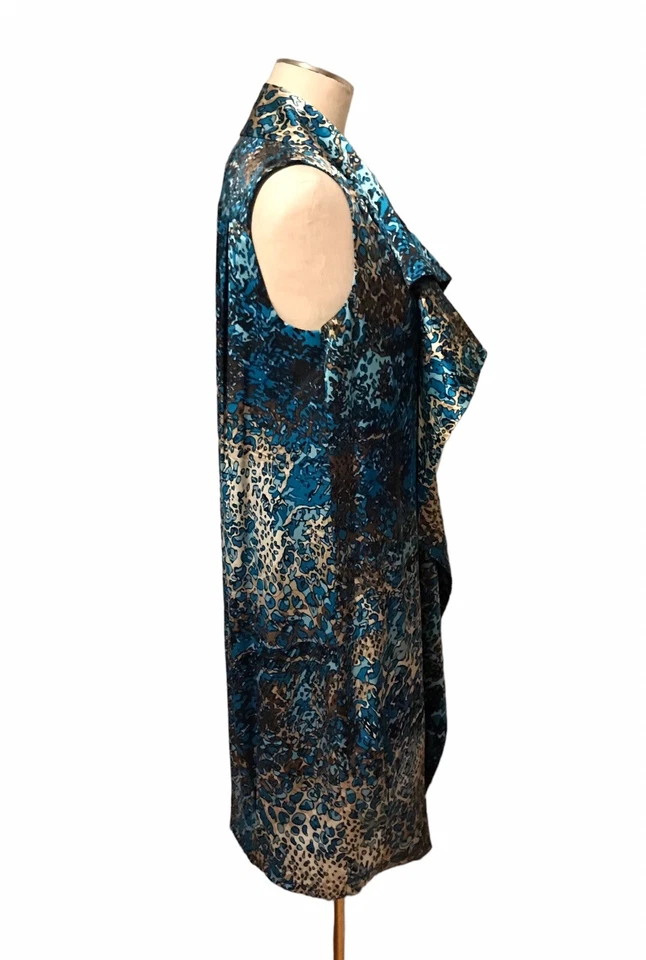 Vestido recto de seda colección Anne Klein noche cóctel azul dorado para mujer talla 10” Foto 2 de 4