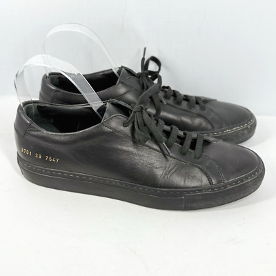 Woman by Common Projects Achilles Leather Sneaker 39 8.5-9 Italy Black EUC $465