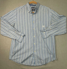 Chaps Est 1978 Blue and White Striped Button-Down Long Sleeve Dress Shirt M USED