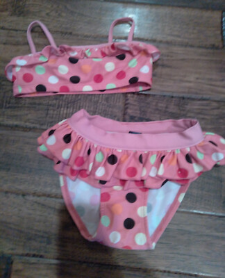 EUC! Girls Baby Gap piece Swim Suit Swimsuit Pink Polka Dot Bikini Size  3T