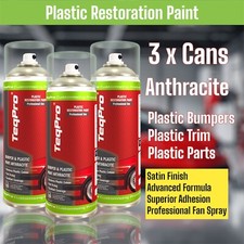TeqPro Bumper & Plastic Paint ANTHRACITE SATIN. Professional Spray  x 3 Cans