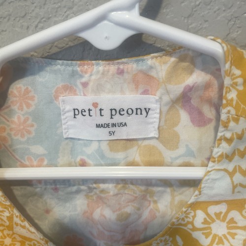Petit Peony Girl 5 Y Dress Shift Sleeveless Blue Yellow Floral Summer Boutique - Picture 4 of 8