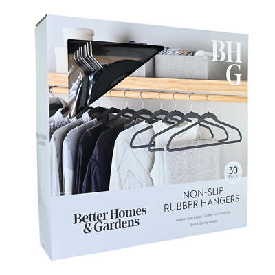 Rubber Hangers, Non-Slip Hangers, 30 Value Pack, Rich Black, Perfect for Adults 