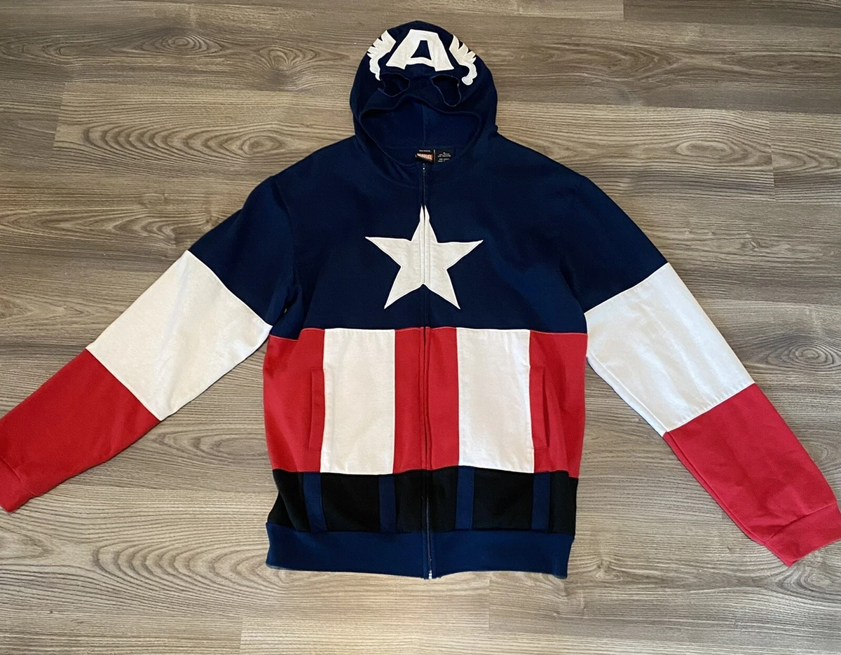 Mens Mad Engine Marvel Captain America XL Full Zip Hoodie Sweatshirt X Large