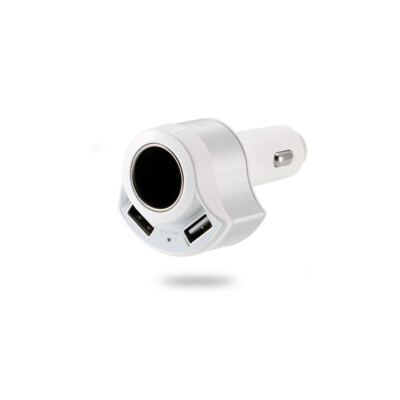 Remax Auto Ladegerät 2x USB + Zigarettenanzünd Handy Charger Ladeadapter WEIß