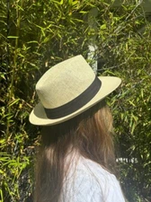 Unisex Men & Women Light Tan Panama Medium Brim Tropical Cuba Woven Fedora Hat
