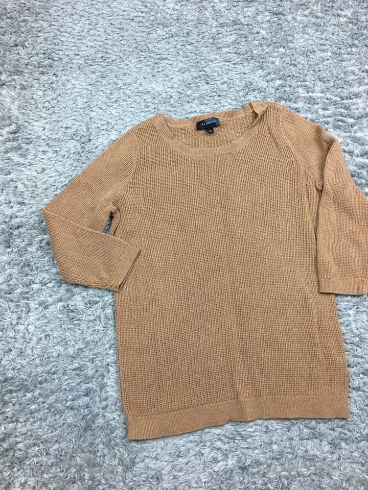 Suéter The Limited Mujer Talla Pequeña Marrón Manga Larga Tejido Manga 3/4 Foto 3 de 4