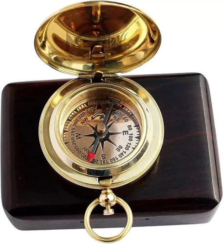 LOT OF 10 Antique Vintage Brass Pocket Compass Brass Nautical Compass Marine Com - 第 2/3 張圖片
