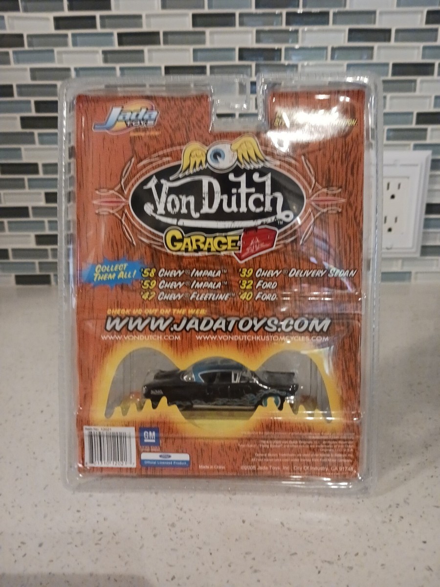 Jada Toys Von Dutch Garage '58 Chevy Impala Black Blue Flames 1:64