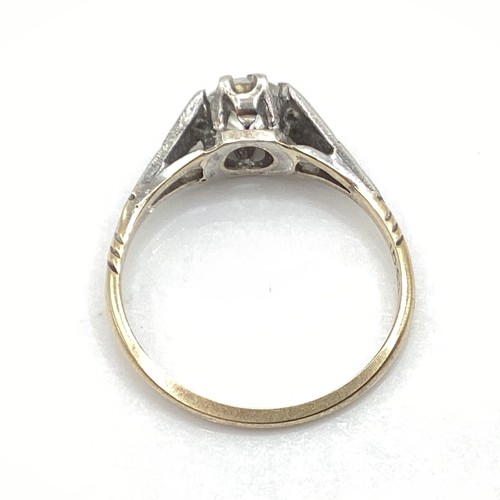 14ct Yellow And White Gold Ring With Clear Stones (Size: 5/K) (J) S#316 - Picture 3 of 7