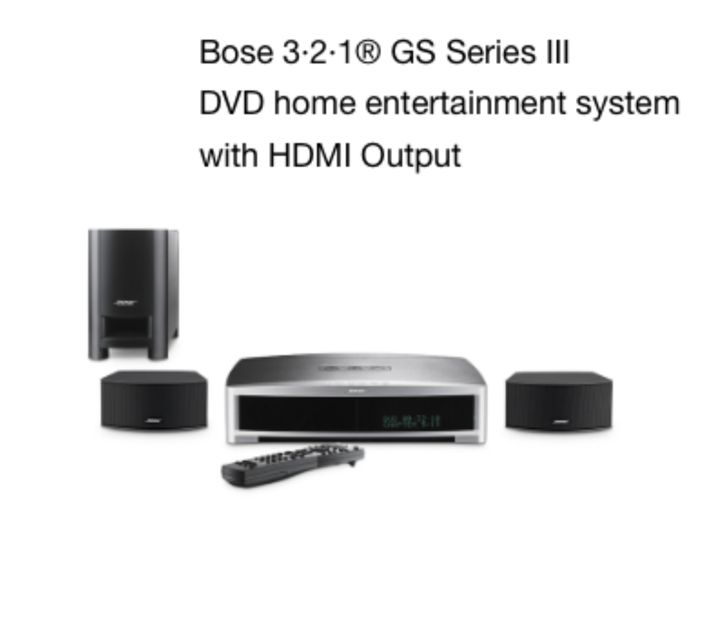 Bose 3·2·1® GS Series III DVD home entertainment system Bose 3·2·1® GS Series III DVD home entertainment system