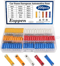 200Pcs Torpedo Fuses European Automotive Fuse Assortment Kit 5A 8A 10A 16A 25A f