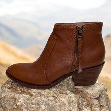 Madewell The Asher Side Zip Ankle Boot in Leather English Saddle Sz 6.5