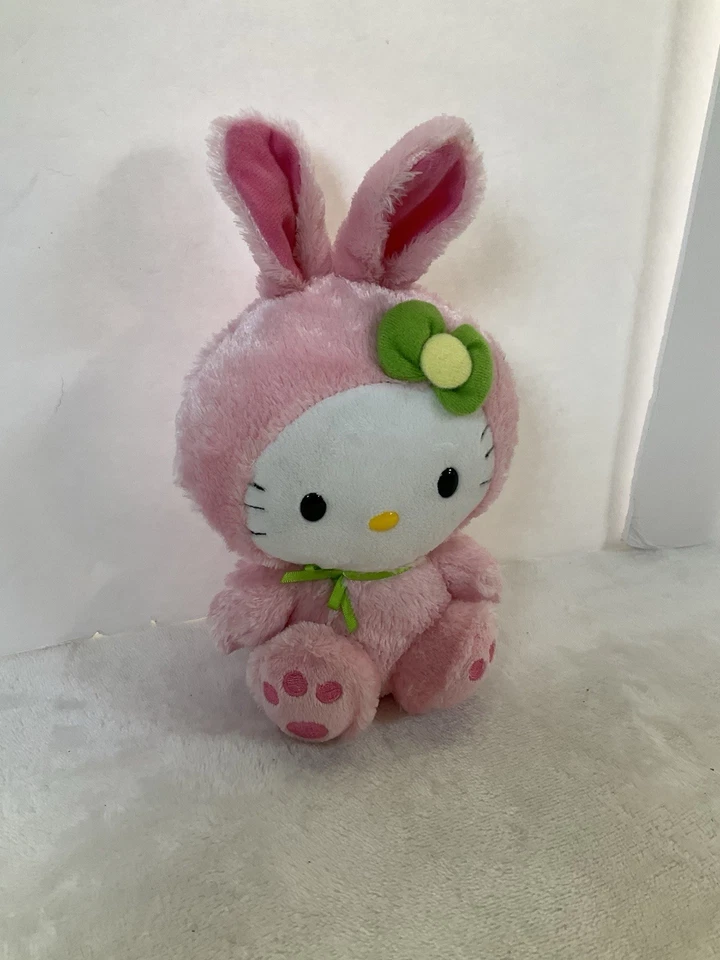 TY Beanie Babies Bebé Hello Kitty Peluche en Conejo Rosa Conejito de Pascua Disfraz 8" Foto 2 de 4