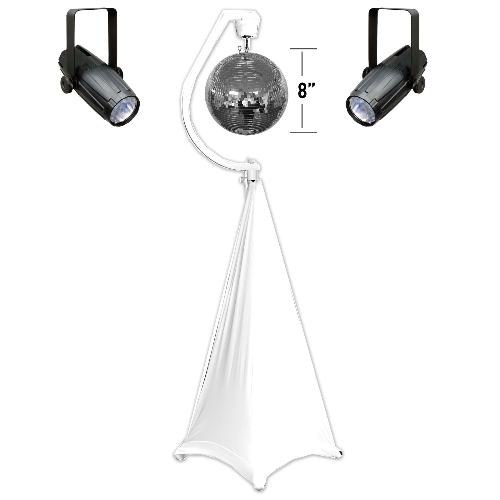 Eliminator Lighting EM8 8 Mirror Ball Package w Stand Motor Scrim - Pinspo 41390₽