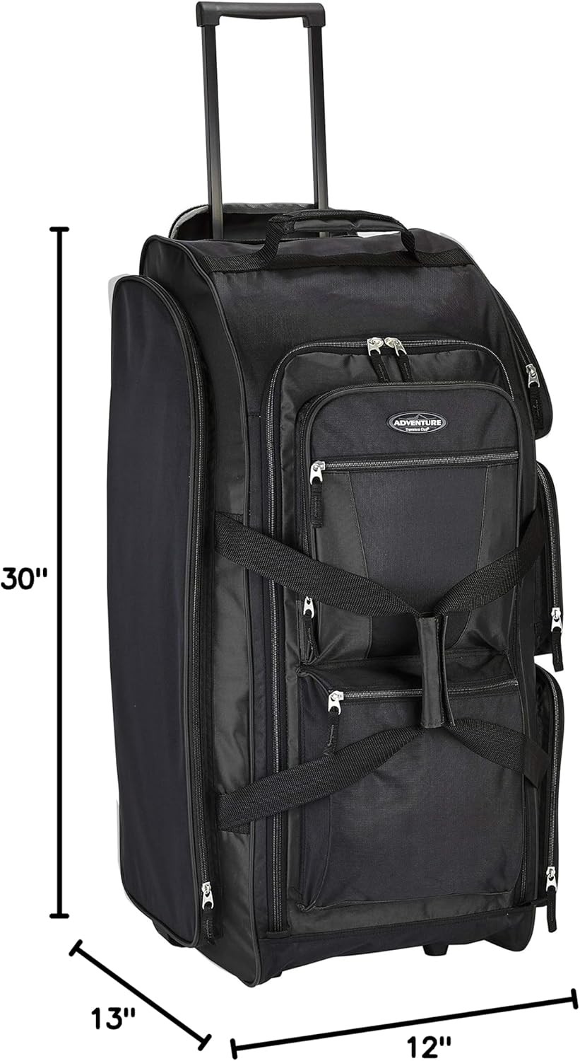 30 Inch Multi-Pocket Upright Rolling Duffel Bag Luggage Travel  Black