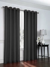 2 - Piece Semi Sheer Faux Silk Grommet Curtains Window Panels for Home Living...