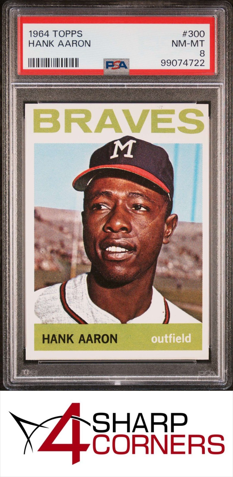 1964 TOPPS #300 HANK AARON BRAVES HOF PSA 8