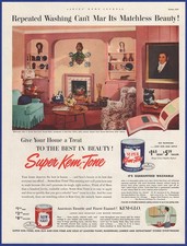 Vintage 1952 Super Kem-Tone Kem-Glo Latex Paint Ephemera 1950's Print Ad