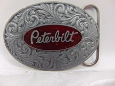 Vintage Belt Buckle Bergamot Tonkin Peterbilt Silver Tone  Red 1992 USA Made