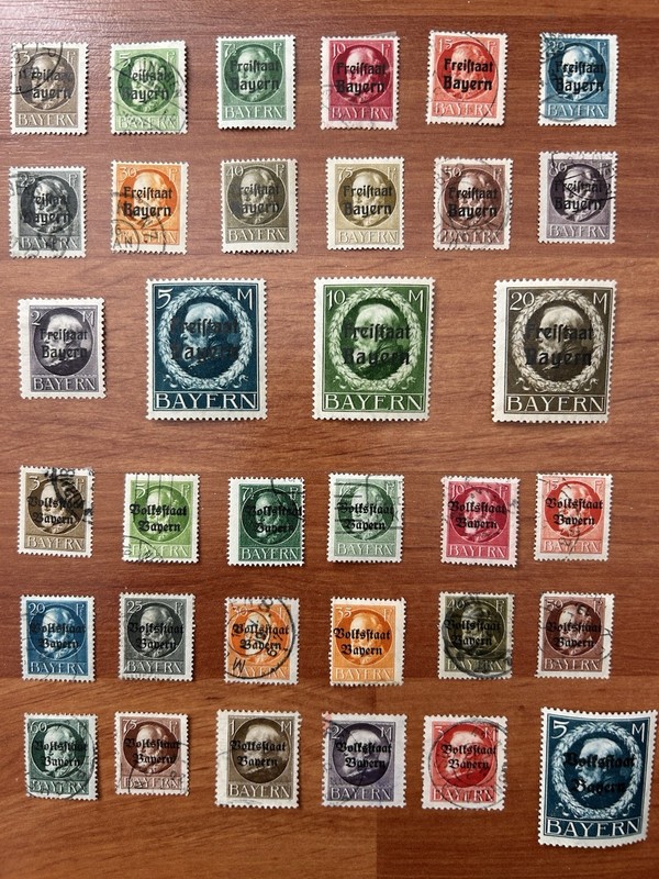 GERMAN STATES: Bayern Early 1900's " Volkstaat - Freistaat " Mint & U Overprint