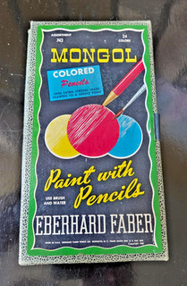 Vintage Eberhard Faber Mongol Colored Pencils #743 24 pencil box(one missing)